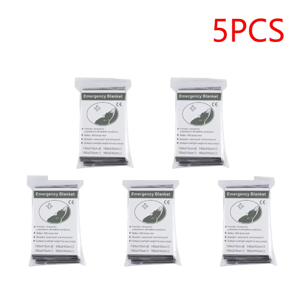130X210Cm Foil Mylar Thermal Blanket Keeps You Warm Emergency Thermal Blanket Retain Body Heat Silver Foil Blanket for First Aid