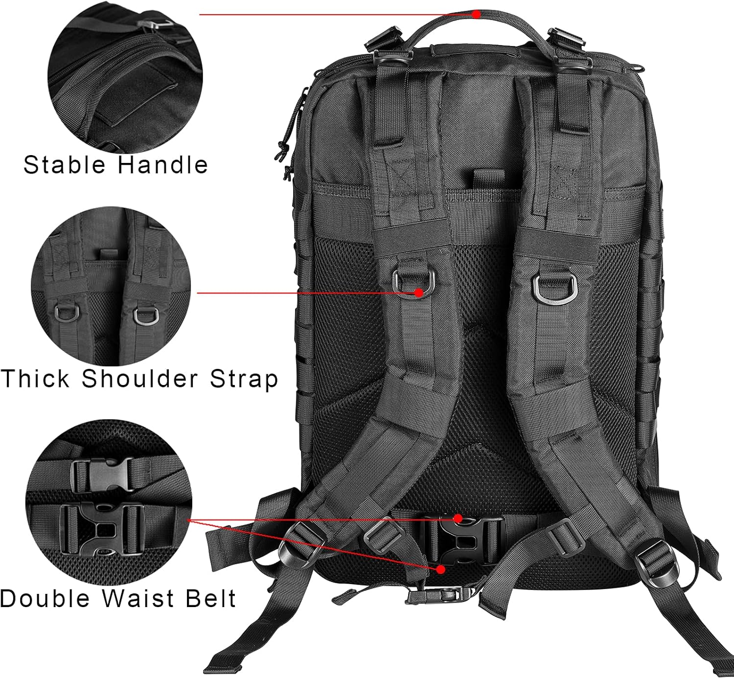 Outdoors Military Tactical Backpack - Large Army 3 Day Assault Pack Molle Bag Rucksack,40L