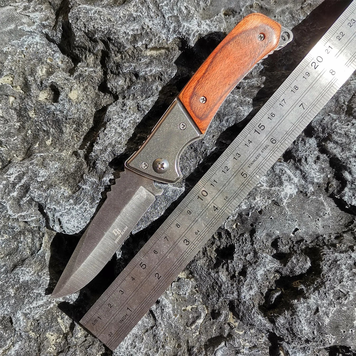 Outdoor Utility 7CR13 Knife Stainless Steel and Colored Wood Handle Pocket Folding Knife Electrician Knife Camping Survival Tool