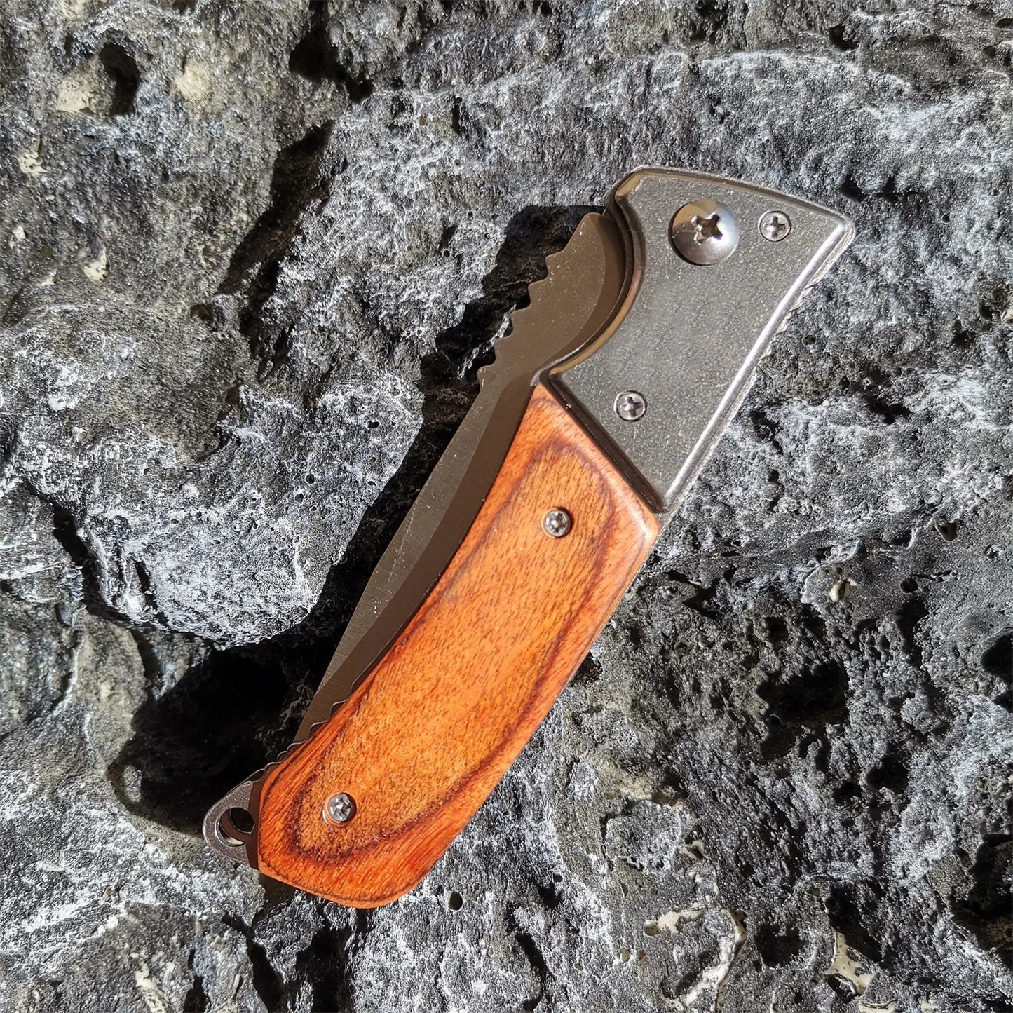 Outdoor Utility 7CR13 Knife Stainless Steel and Colored Wood Handle Pocket Folding Knife Electrician Knife Camping Survival Tool