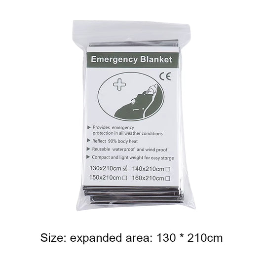 130X210Cm Foil Mylar Thermal Blanket Keeps You Warm Emergency Thermal Blanket Retain Body Heat Silver Foil Blanket for First Aid