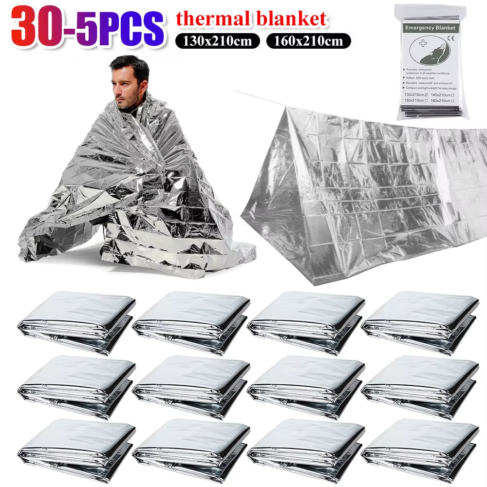 130X210Cm Foil Mylar Thermal Blanket Keeps You Warm Emergency Thermal Blanket Retain Body Heat Silver Foil Blanket for First Aid