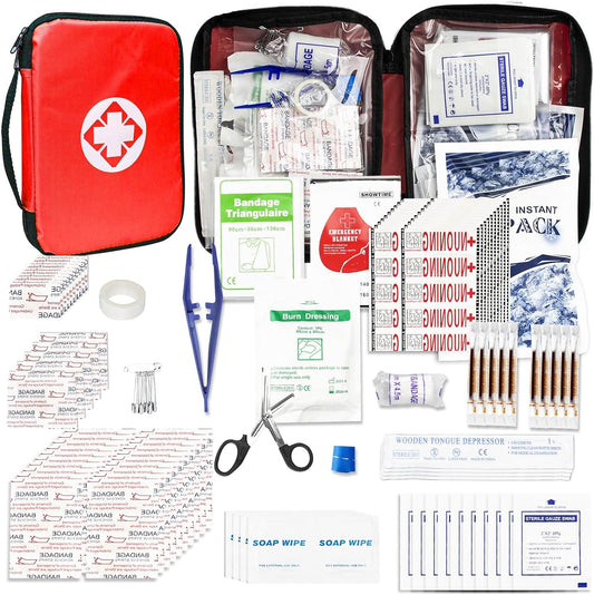 Travel-First Aid-Kit Car-Home 300PCS Survival-Kit Outdoor-Adventure - Small Portable Red Emergency Essential Sets Office Hiking Camping Business Public Must Have First Aid Gear Equipment